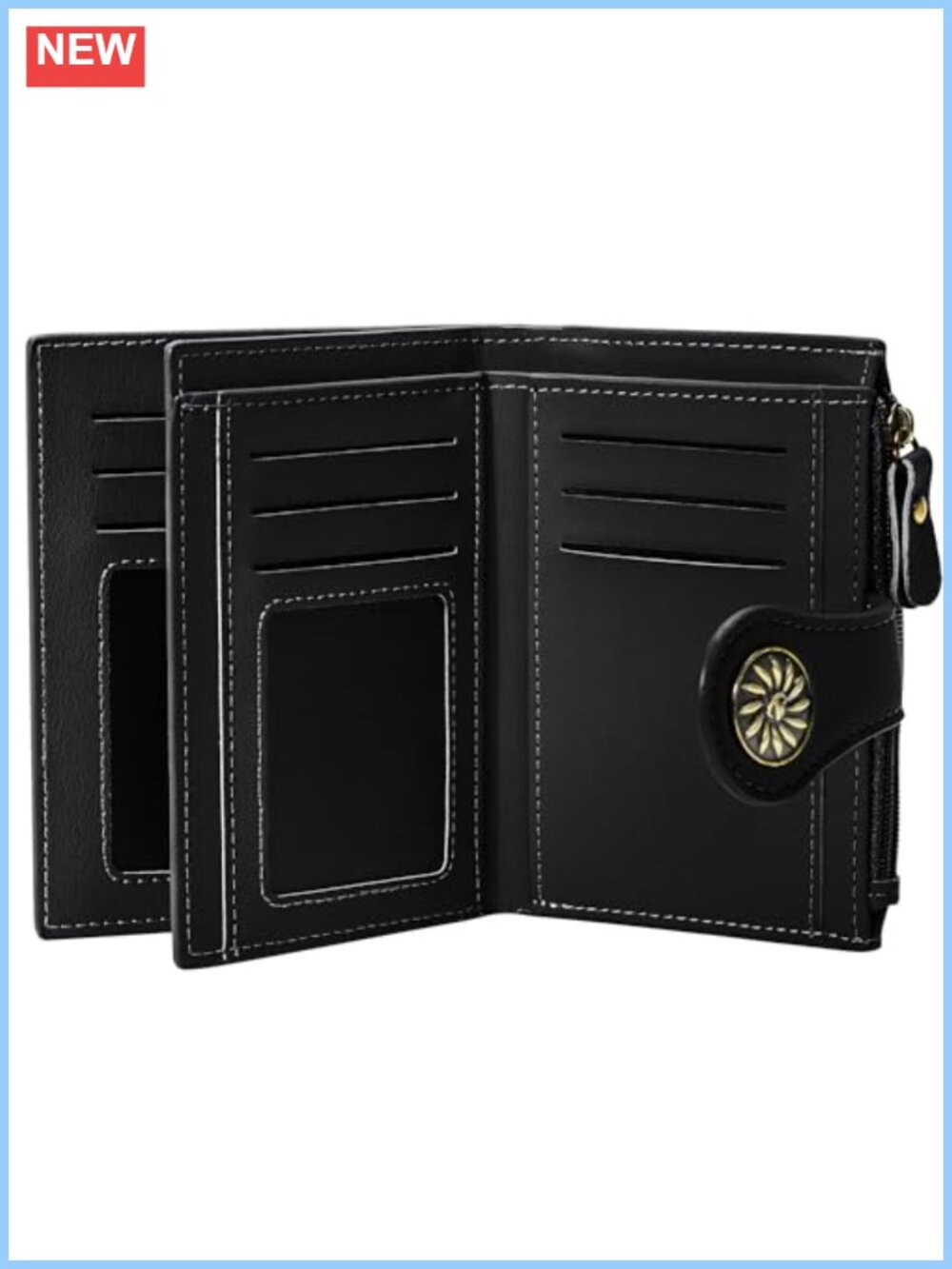 Small Bifold Leather Wallet RFID Blocking 10 Card Slots Coin Pocket